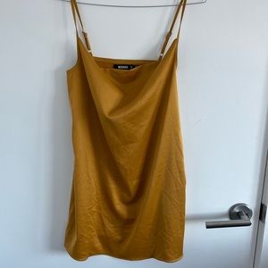 BARELY WORN- Misguided burnt yellow slip dress